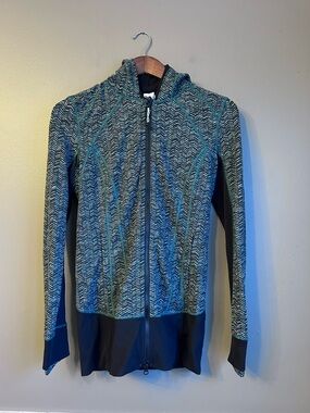 Lululemon Daily Practice Full Zip Hooded Jacket Size 8 Spacebone Sea Mist Deep